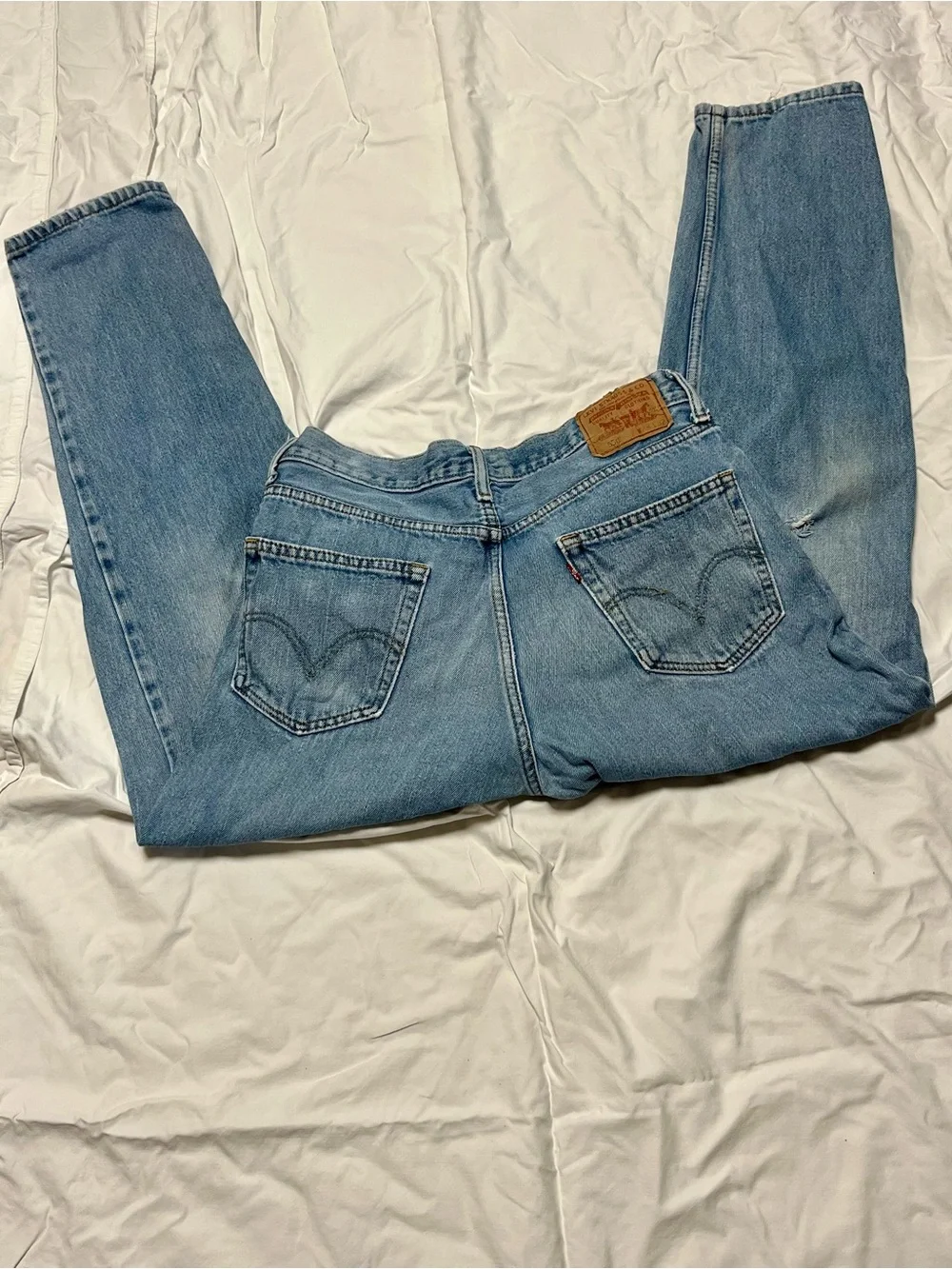 Levis 550 Relaxed Fit Distressed Light Wash Jeans Tapered Denim 90s 34x32 Mens